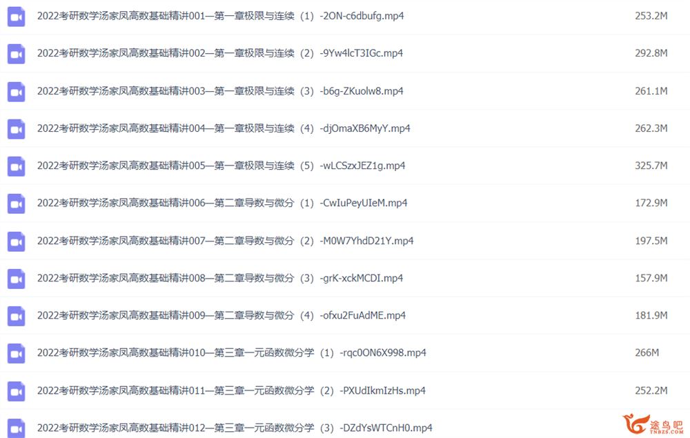 2022 考研数学汤家凤高等数学基础 63讲 百度网盘下载