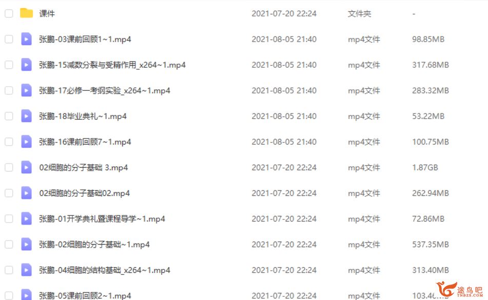 2022高考生物 张鹏高考生物一轮复习A+班课程视频百度云下载