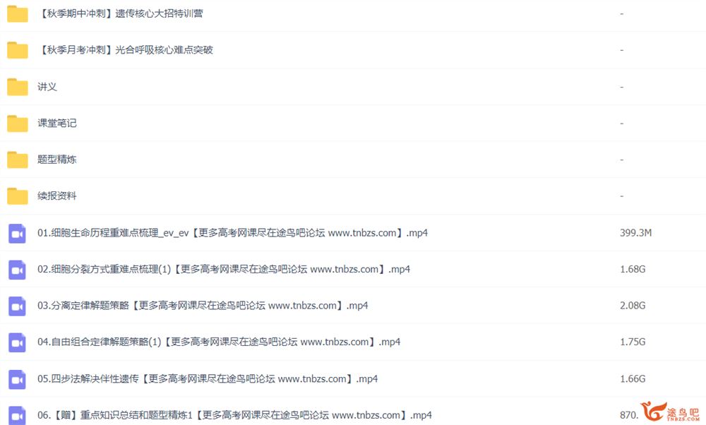 苏萧伊2022届高考生物一轮复习暑秋联报 秋季班赠课更新