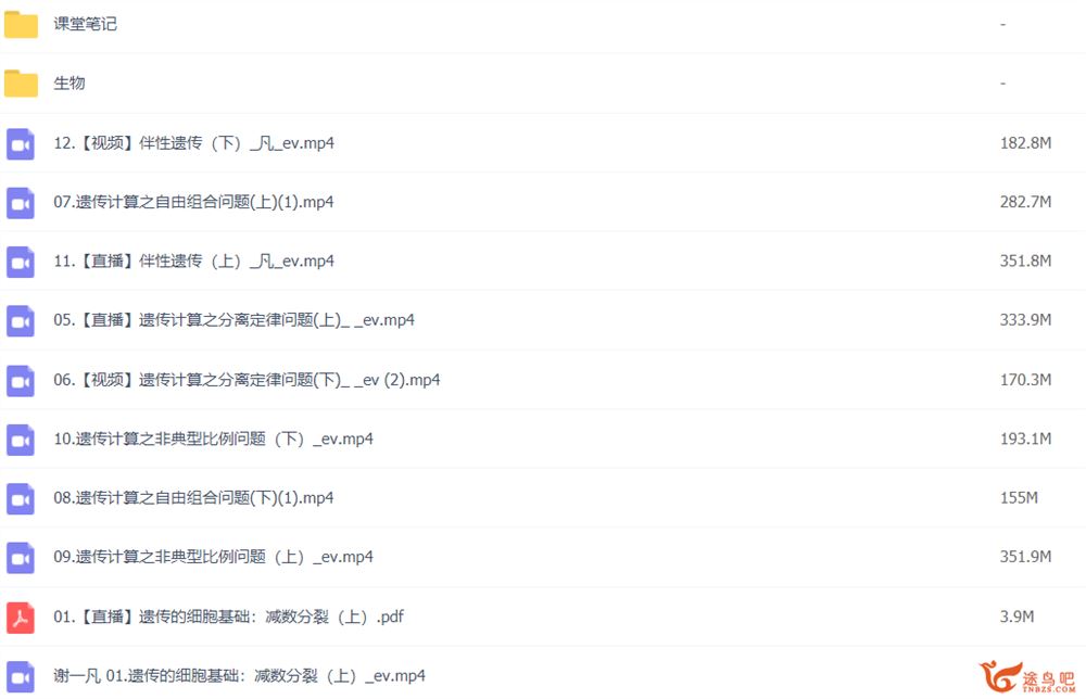 谢一凡 2022春季 高一生物春季尖端班 春季班
