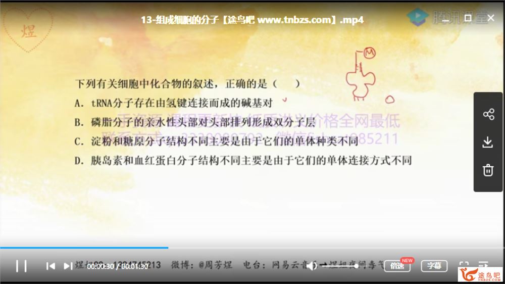 腾讯课堂【煜姐生物】2020高考生物 周芳煜生物二三轮复习全课程视频百度云下载