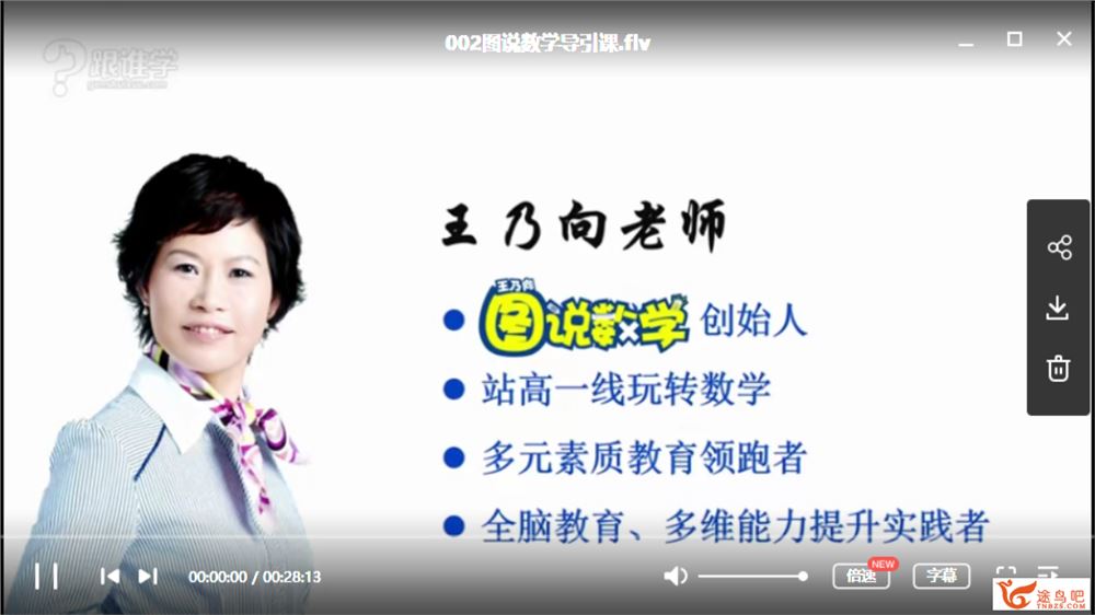 跟谁学 王乃向《图说数学》中级版-完整课程视频资源百度云下载