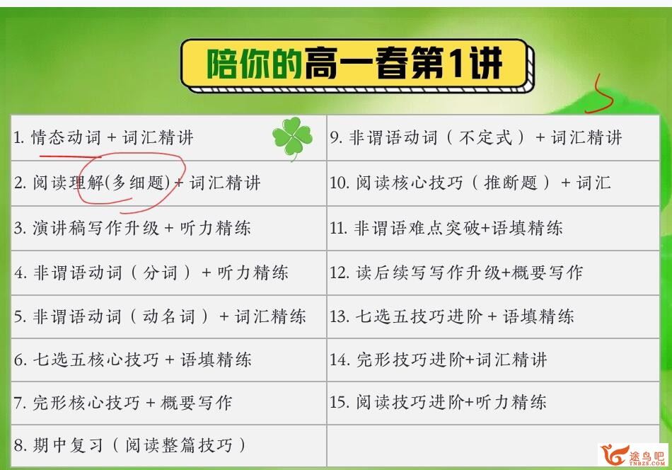张亮2023春 高一英语春季冲顶班  百度网盘分享