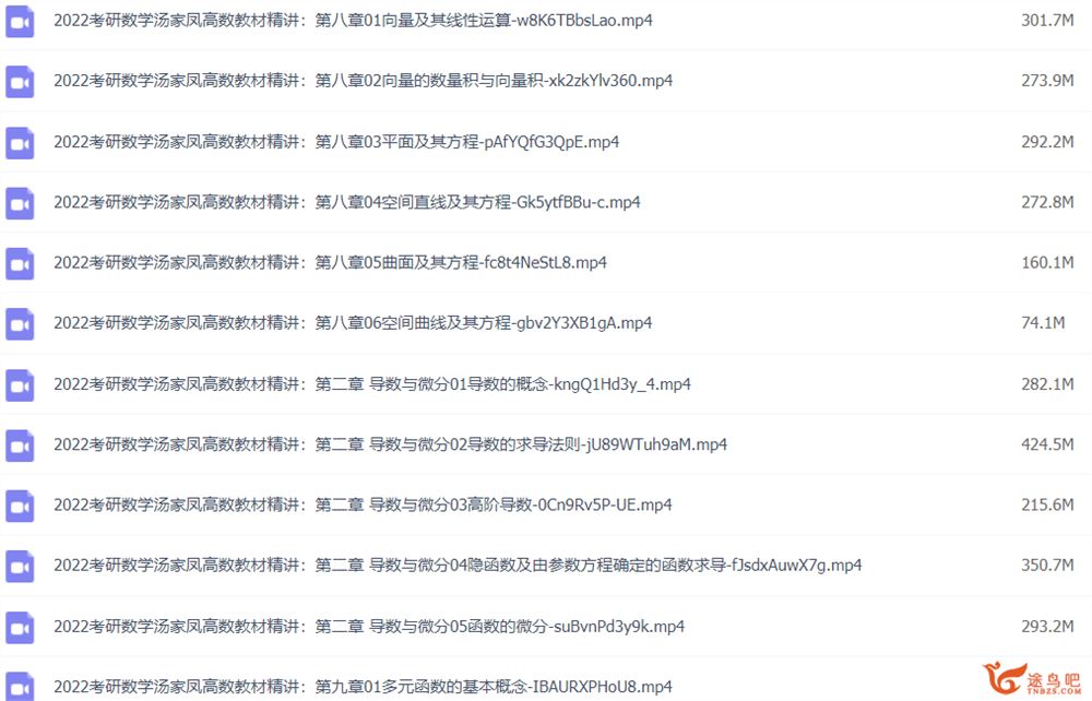 2022 大学数学汤家凤高等数学同步课程 百度网盘下载
