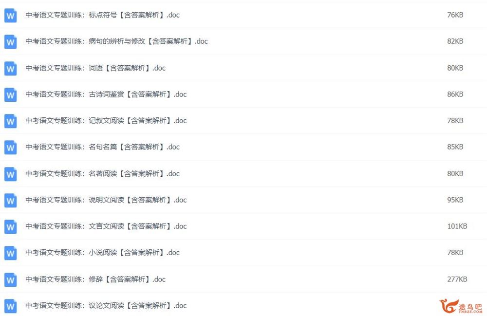 中考语文专题训练古诗词鉴赏名篇48份含答案解析
