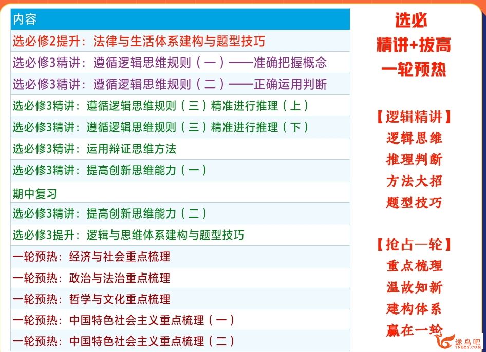 秦琳2023春 高二政治春季尖端班  百度网盘分享