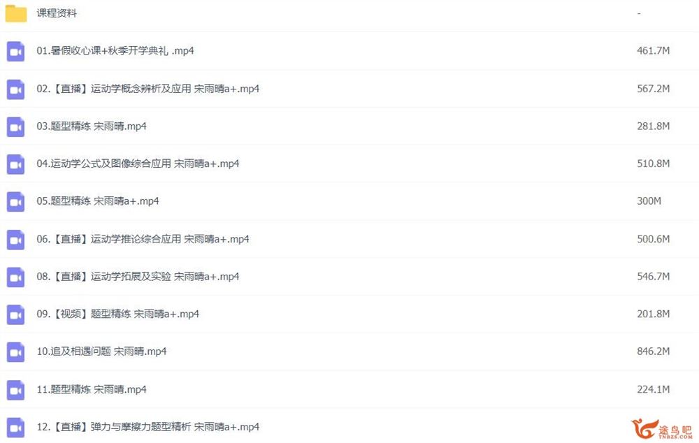 宋雨晴 2022秋 高一物理秋季尖端班