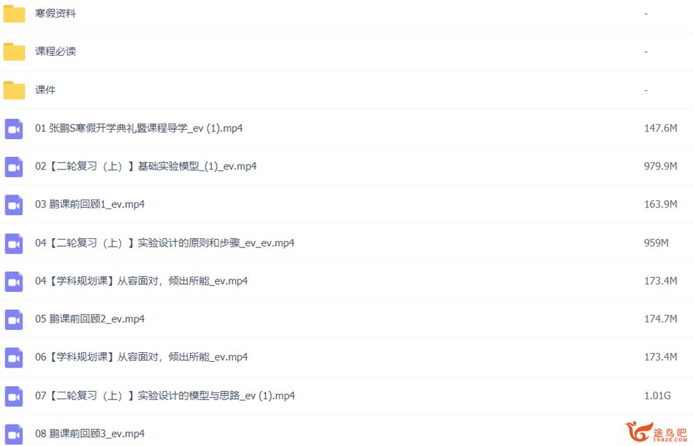 张鹏2022届高考生物二轮复习S班寒春联报 寒假班完结