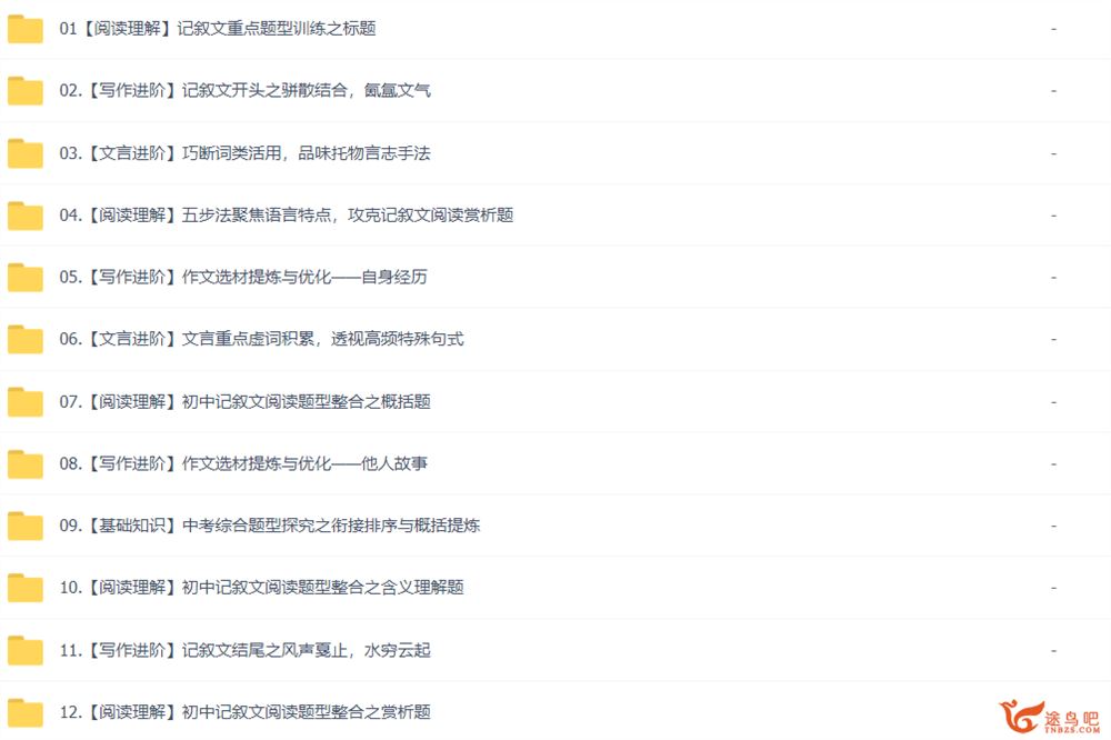 杨林 2021春 初一语文直播阅读写作目标班16讲带讲义完结