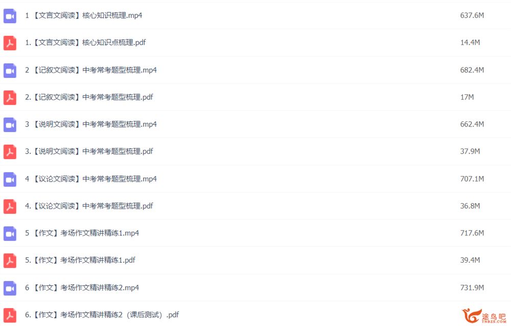 何铮铮 2019寒 三位一体中考语文读写满分班 7讲带讲义