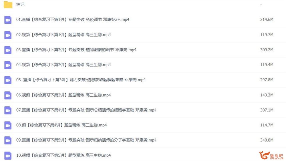 邓康尧2023年高考生物A+二轮复习寒春联报 春季班 百度网盘分享