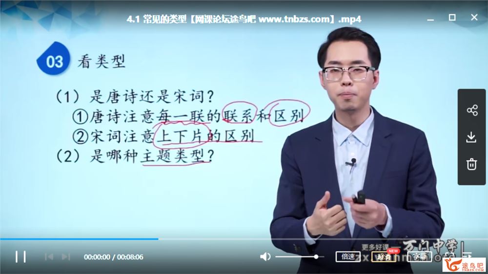某门中学 张玺 2018年 高中语文深度进阶诗词专题课程视频百度云下载